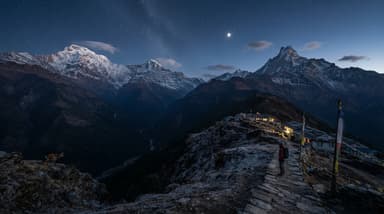 Evening mountain ridge Deurali
