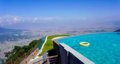 The infinity pool at the Chandragiri Hills Resort